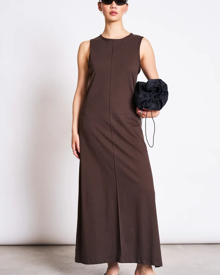 JAN 'N JUNE Damen vegan Ärmelloses Maxikleid Calia Schlammbraun