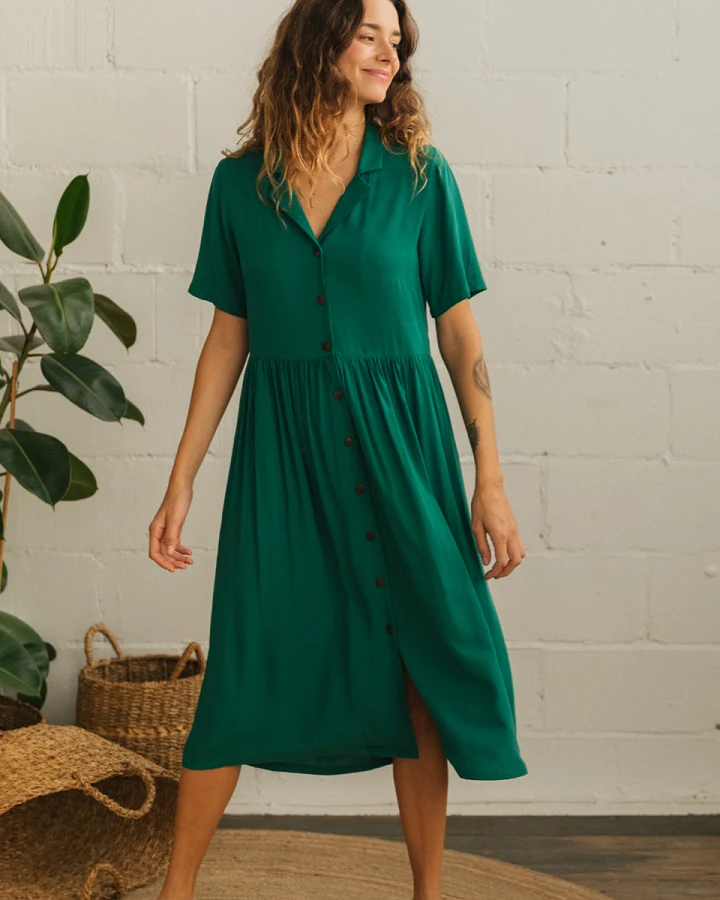 TWOTHIRDS Damen vegan Kleid Saint Helena Evergreen