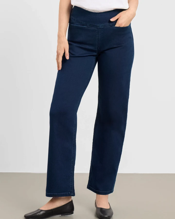 LAURIE Damen vegan Hose Thea Straight Sl Dunkelblauer Denim