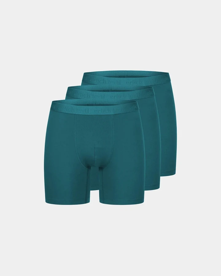 erlich textil Casual Cotton Lange Pants im 3er Pack für Männer aus Baumwolle in petrolblau