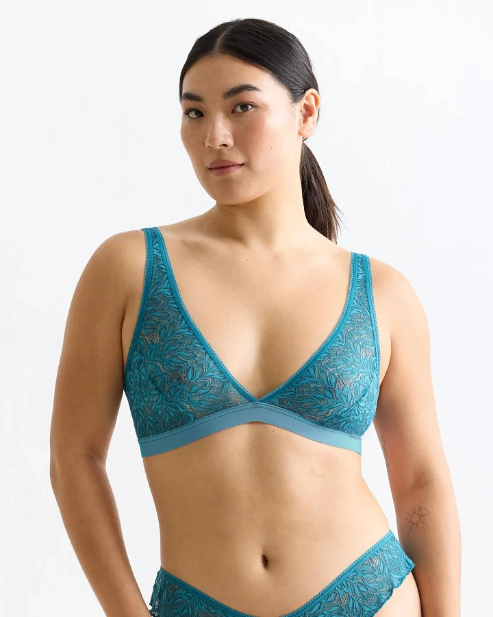 erlich textil Iconic Lace Plunge BH für Frauen aus Polyamid in tiefseeblau