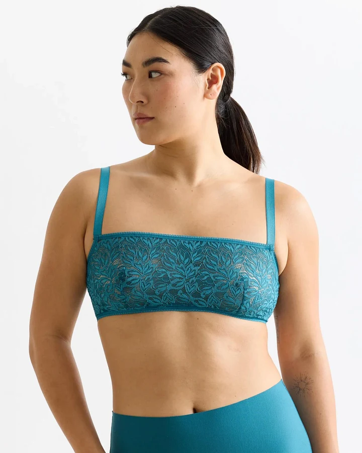 Produktseite: erlich textil Iconic Lace Bandeau Bralette für Frauen aus Polyamid in tiefseeblau