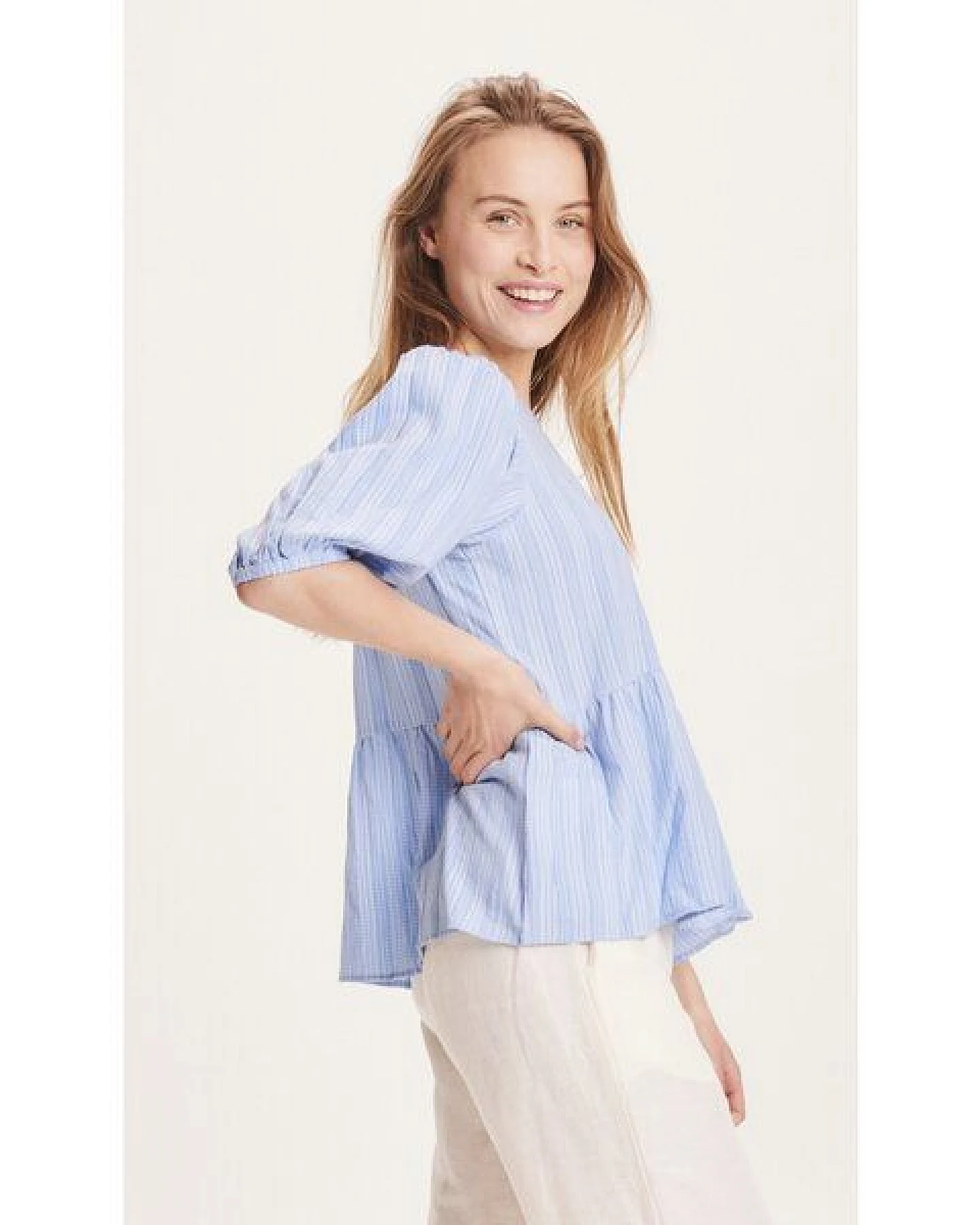 KnowledgeCotton Apparel Bluse LILY aus Tencel und Bio-Baumwolle – Ansicht 3
