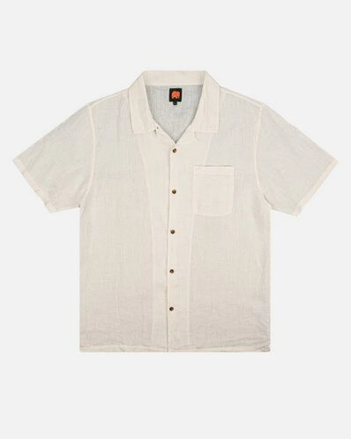 Trendsplant San Miguel Linen S/S Camp Shirt Foam White