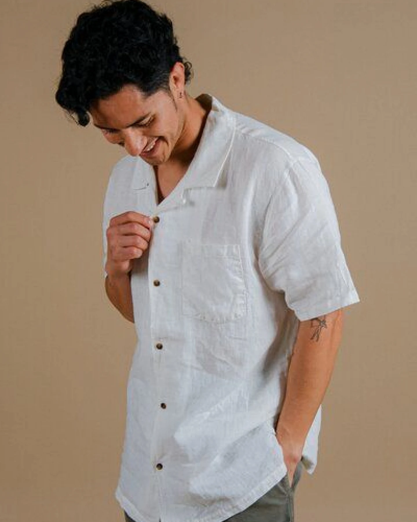 Trendsplant San Miguel Linen S/S Camp Shirt Foam White – Ansicht 4