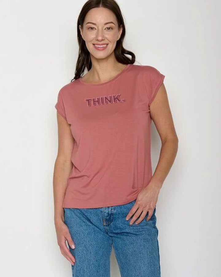 GREENBOMB Think Type Timid - Lässiges Shirt aus LENZING TENCEL Mix / hochwertiger Print / Fair & Vegan