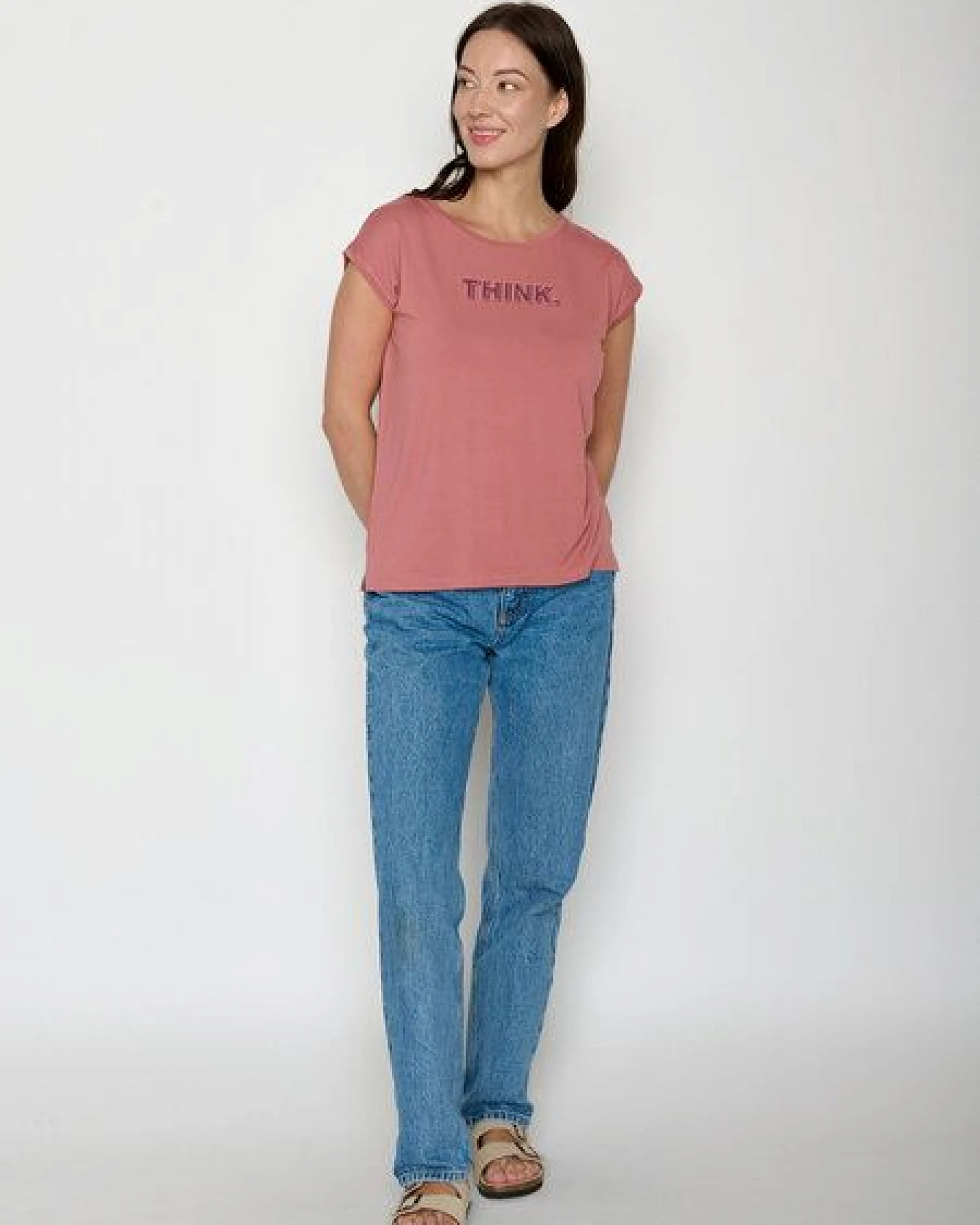 GREENBOMB Think Type Timid - Lässiges Shirt aus LENZING TENCEL Mix / hochwertiger Print / Fair & Vegan – Ansicht 3