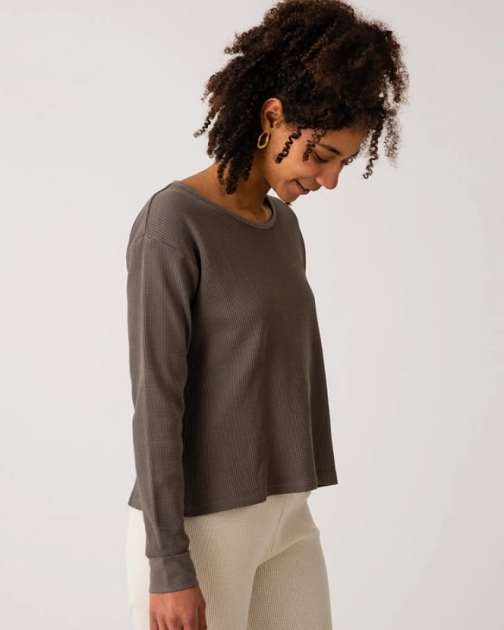 MATONA Damen vegan T-Shirt Langarm Basic Graphitgrau