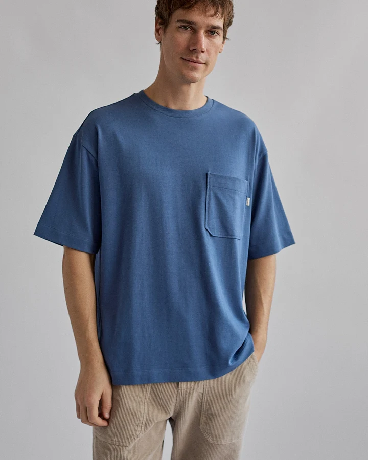 TWOTHIRDS Herren vegan T-Shirt Whitestrand Vintage Indigo