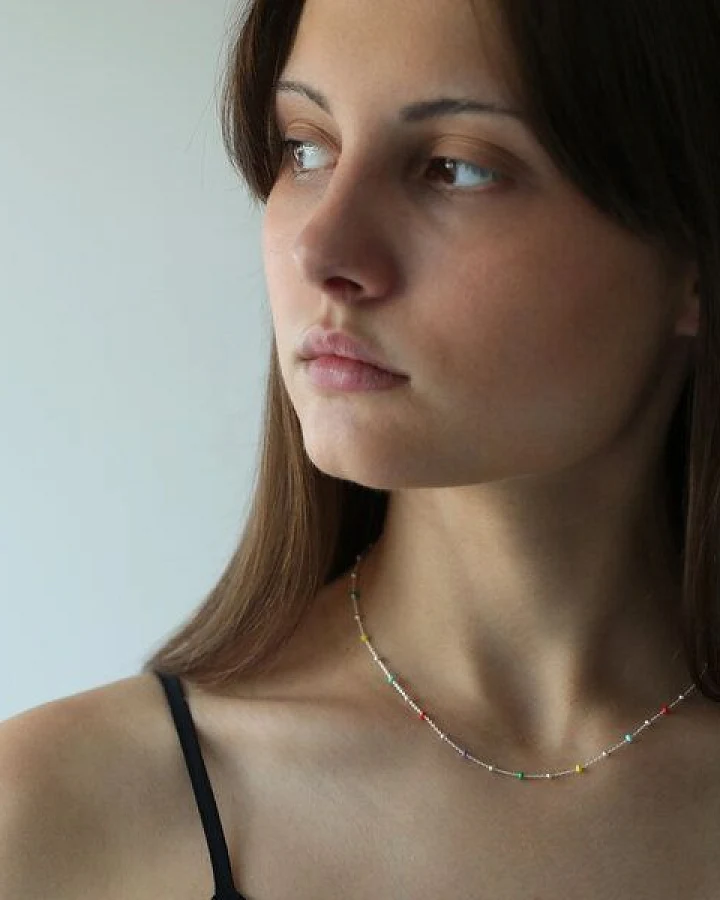 BELLYBIRD Jewellery Halskette - feine Kugelkette emailliert, 925 Sterlingsilber, vergoldet
