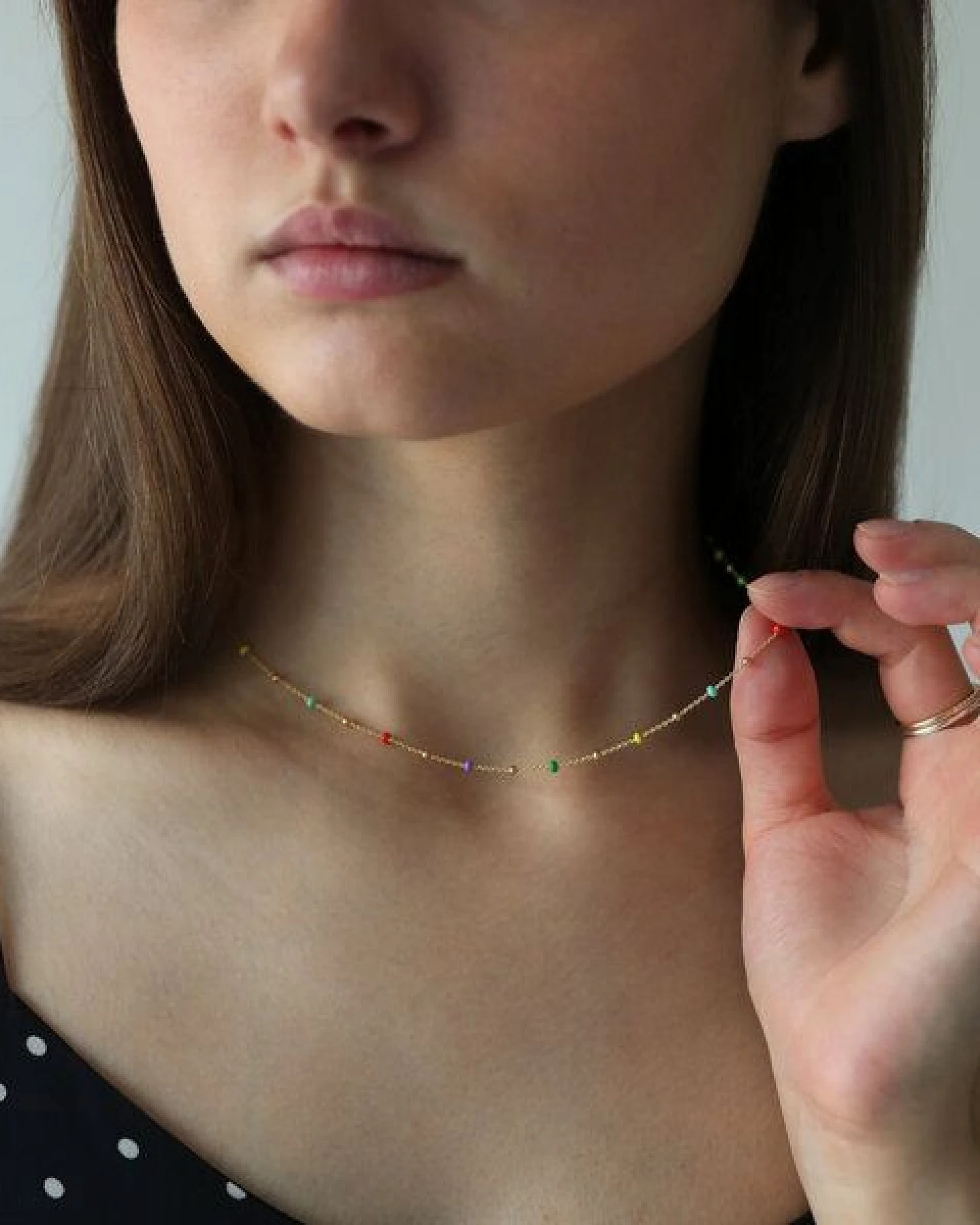 BELLYBIRD Jewellery Halskette - feine Kugelkette emailliert, 925 Sterlingsilber, vergoldet – Ansicht 2