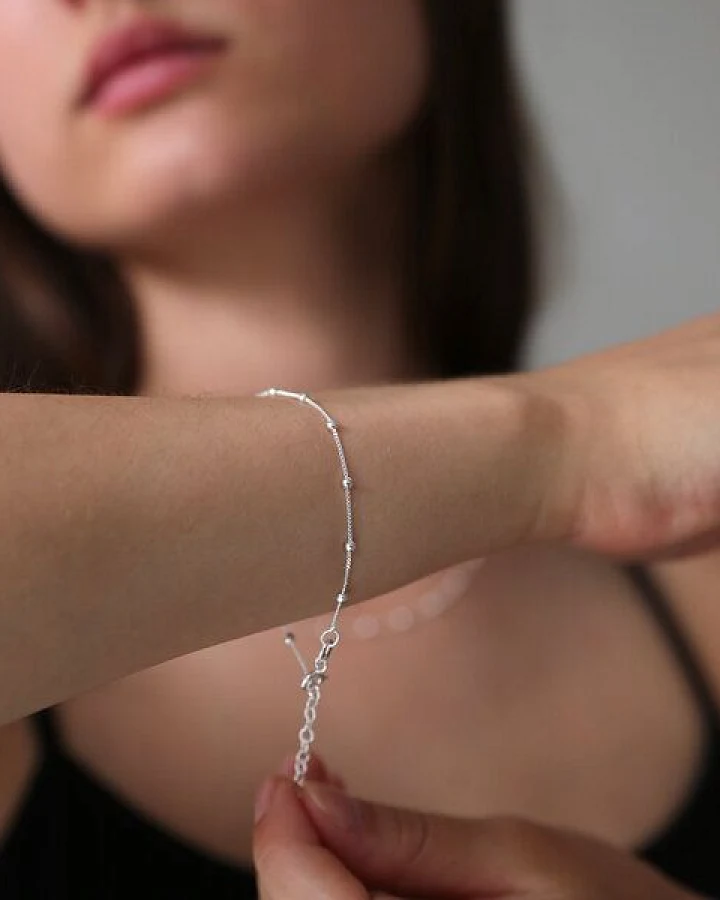 BELLYBIRD Jewellery Armband - feine Kugelkette, 925 Sterlingsilber, vergoldet