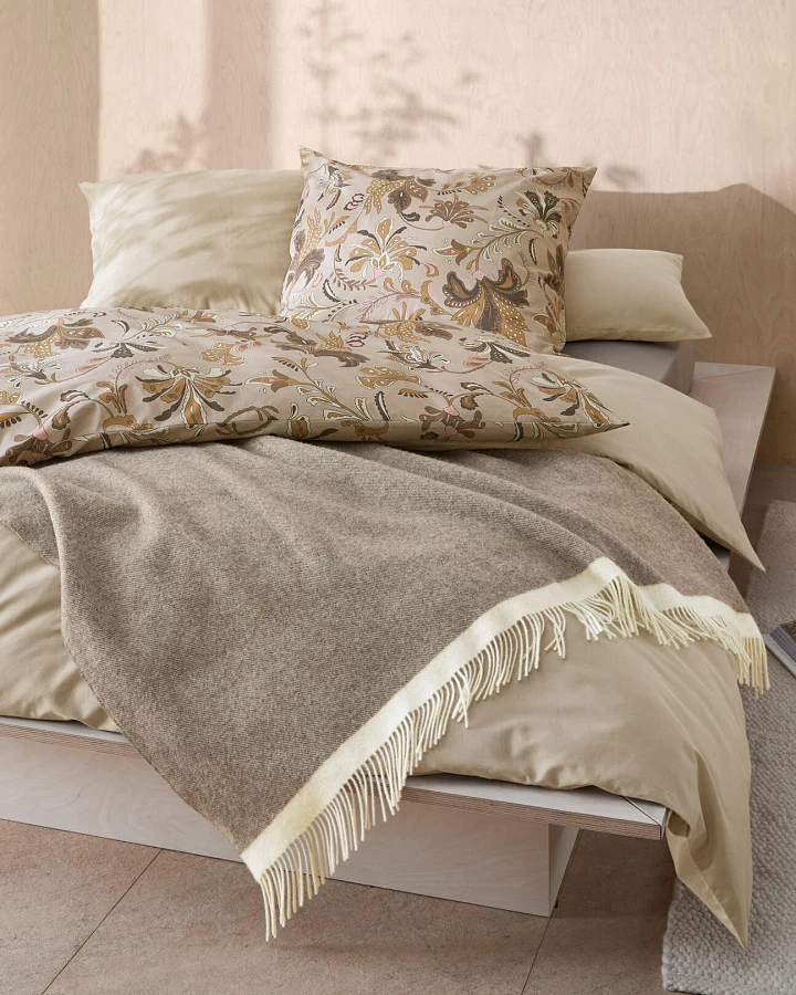 hessnatur Plaid JONNE aus Bio-Lambswool - braun - Größe 130x180 cm