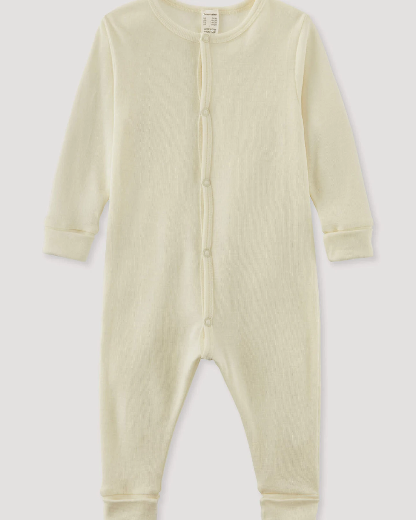 hessnatur Baby Schlafoverall aus Bio-Merinowolle mit Seide - natur - Größe 86/92 – Ansicht 4