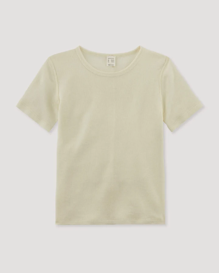 hessnatur Kinder Kurzarmshirt aus Bio-Merinowolle mit Seide - natur - Größe 110/116