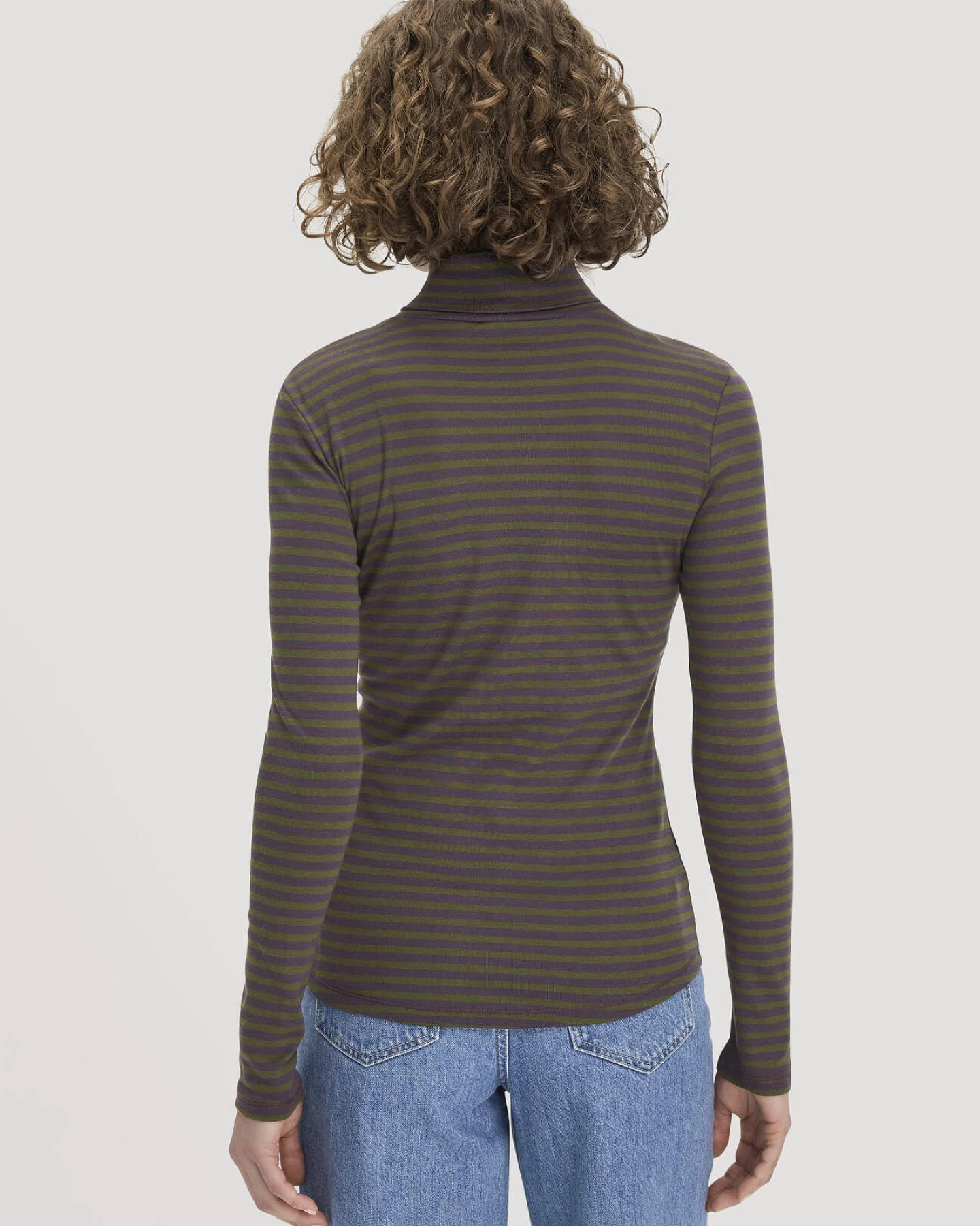 hessnatur Damen Streifen Softrib Longsleeve Fitted aus Bio-Baumwolle und Modal - grün - Größe 34 – Ansicht 3