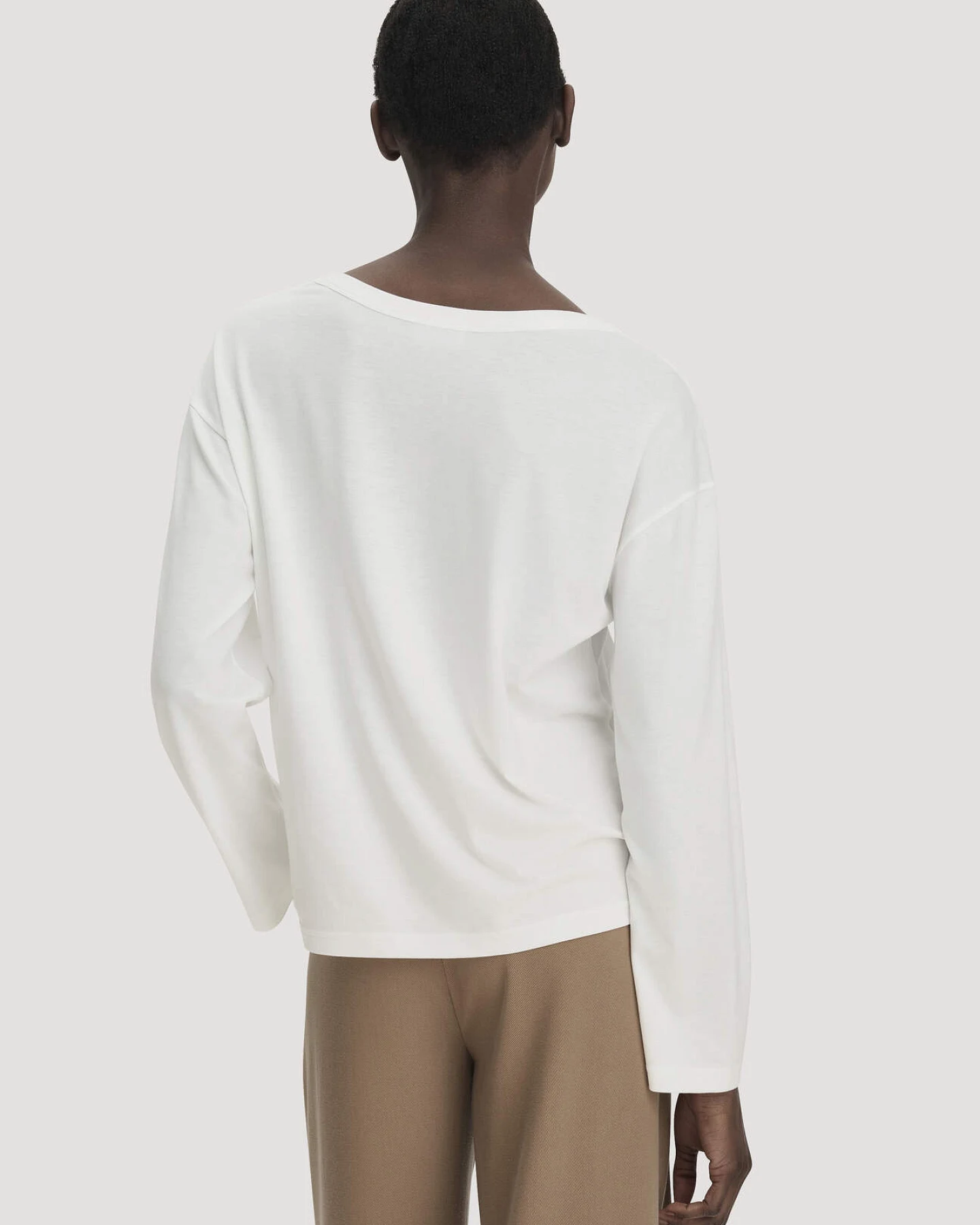 hessnatur Damen Longsleeve Oversize aus TENCEL™ Lyocell und Bio-Baumwolle - weiß - Größe M – Ansicht 3
