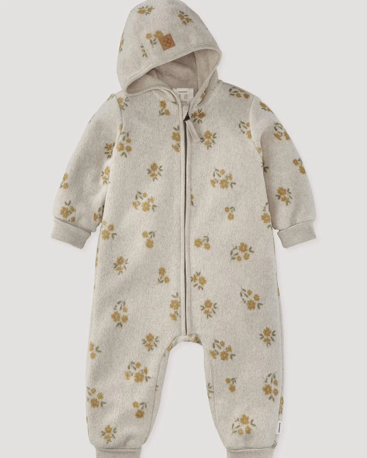 hessnatur Baby Fleece Overall aus Bio-Baumwolle - beige - Größe 62/68