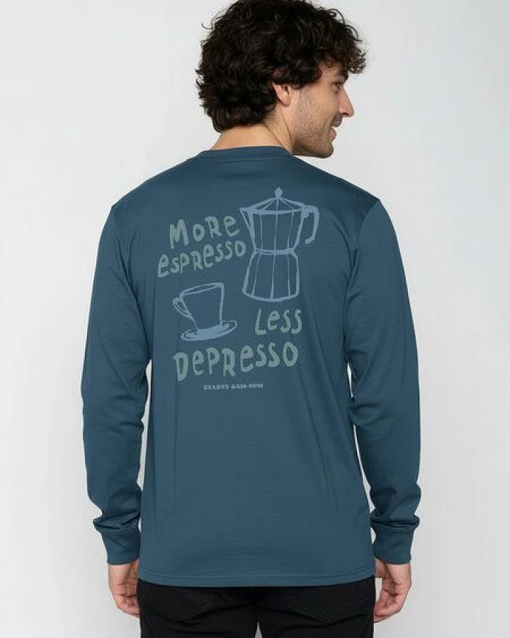 GREENBOMB Espresso Crisp - Sportliches Longsleeve / hochwertiger Print / GOTS / Fair & Vegan