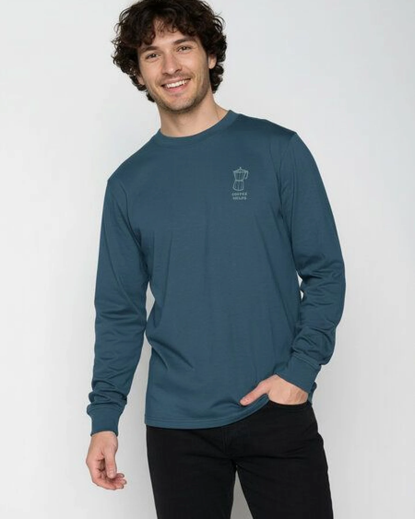 GREENBOMB Espresso Crisp - Sportliches Longsleeve / hochwertiger Print / GOTS / Fair & Vegan – Ansicht 2