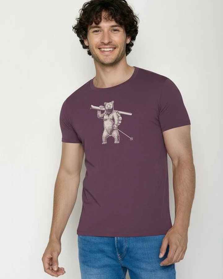 GREENBOMB Ski Bear Guide - Sportliches T-Shirt aus Bio-Baumwolle / hochwertiger Print / GOTS / Fair & Vegan