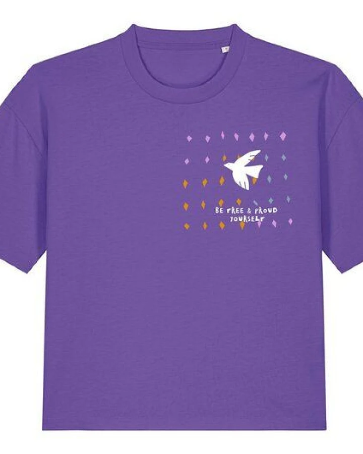 Kultgut Biofair- Boxistyle Shirt / BE FREE & PROUD YOURSELF