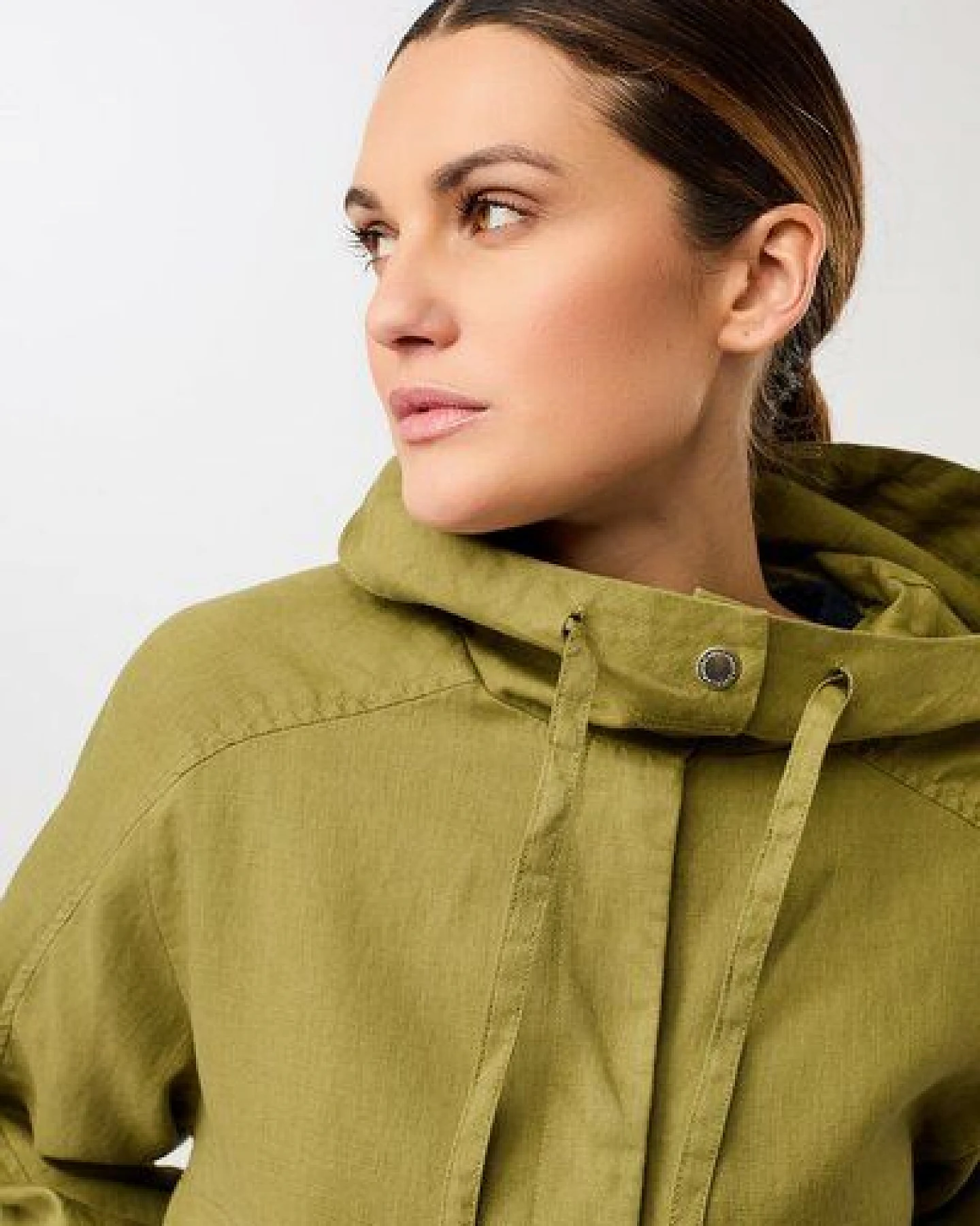 LangerChen Lockere Jacke mit Kordelzug in Kapuze – Ansicht 2