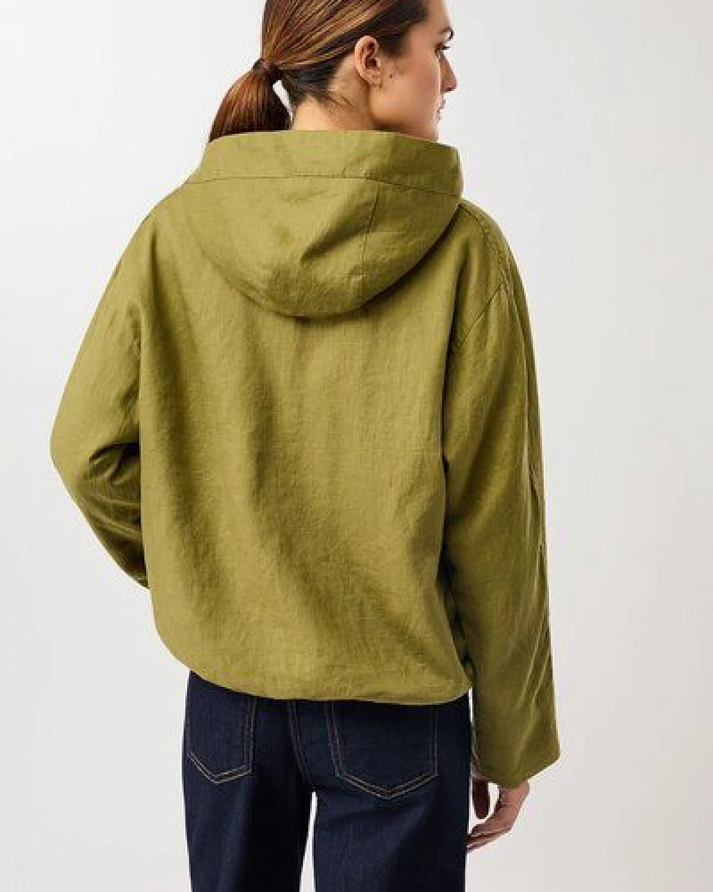 LangerChen Lockere Jacke mit Kordelzug in Kapuze – Ansicht 4