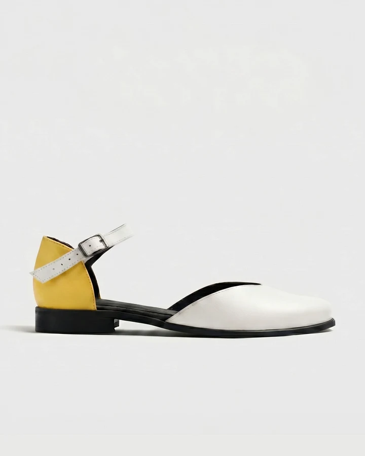BOHEMA Damen vegan Pumps Alexa Gelb/Weiß