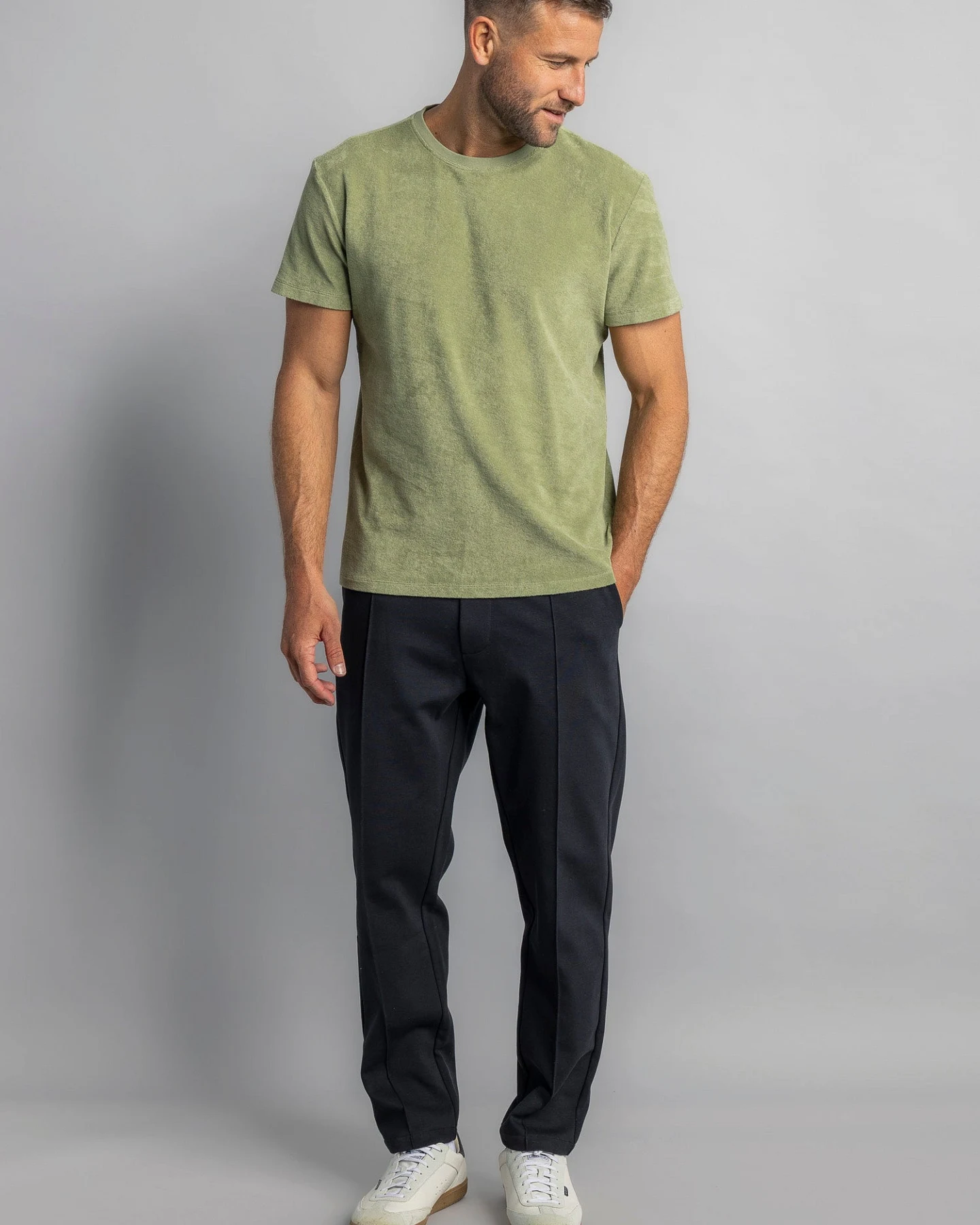 DIRTS Herren vegan T-Shirt Terry Salbei Grün – Ansicht 2