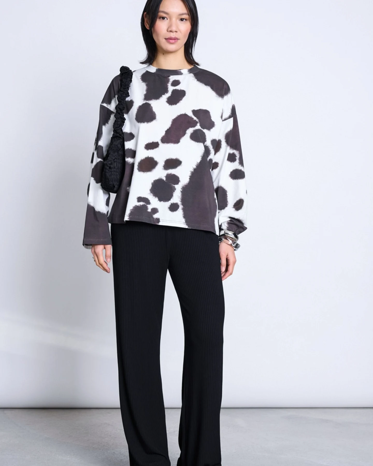 Longsleeve Camia Cow Print Braun – Ansicht 2