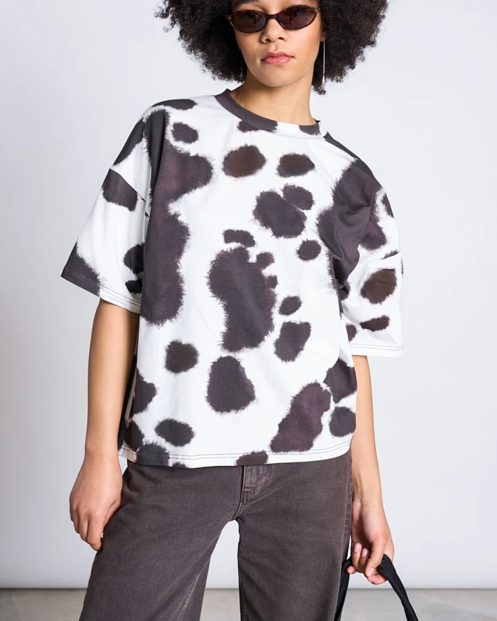 T-Shirt Arlen Cow Print Braun