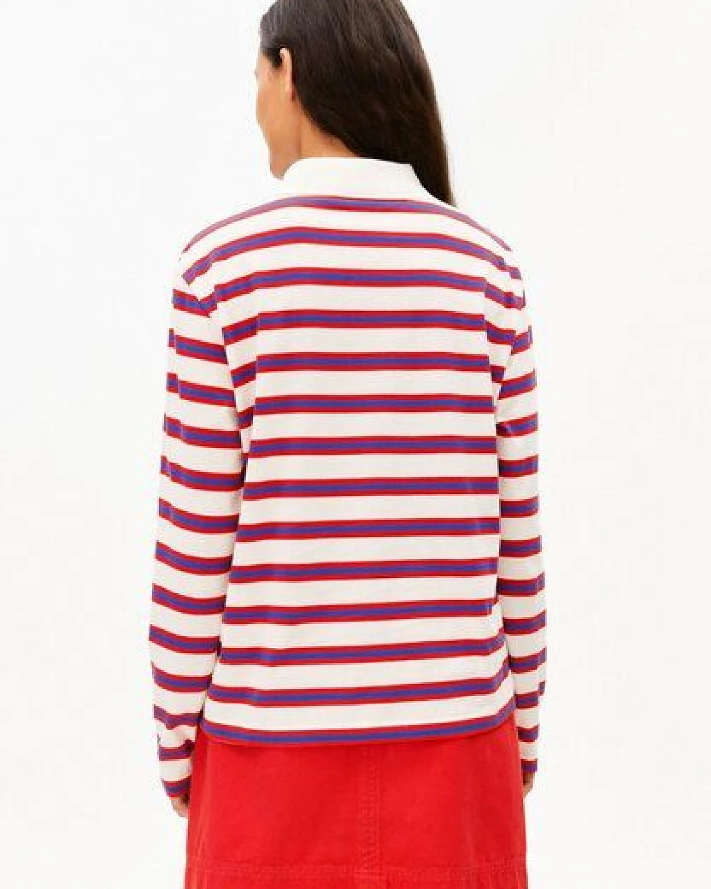 ARMEDANGELS STRIPE POLO Damen Longsleeve Polo aus Bio-Baumwolle – Ansicht 2