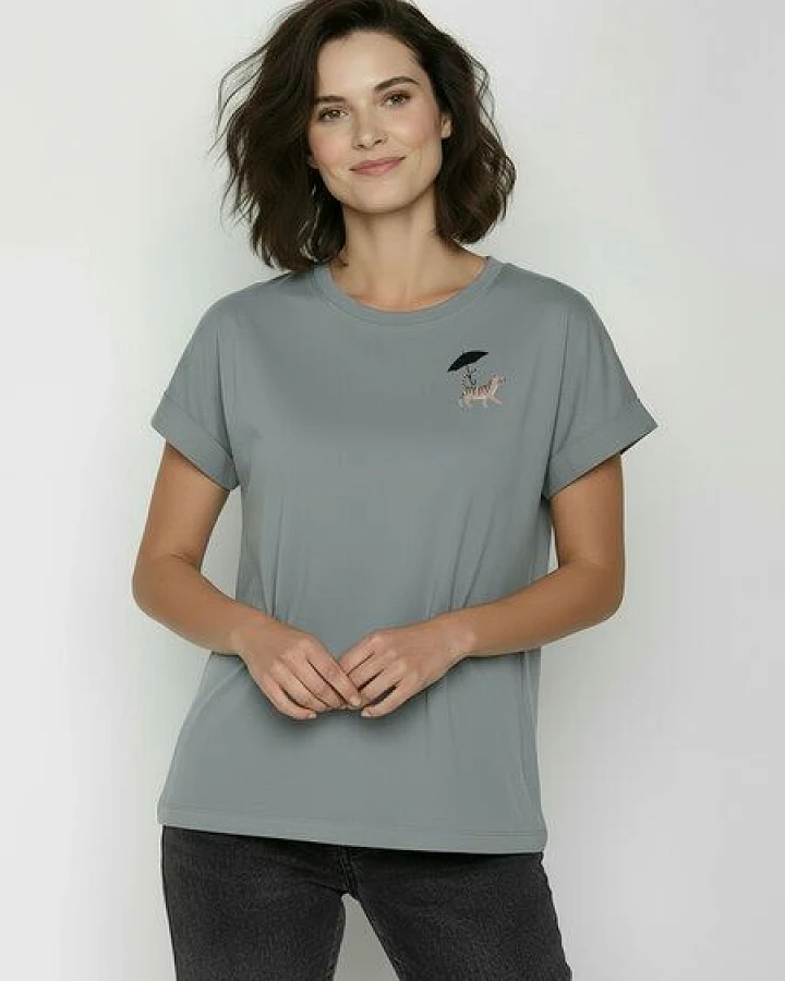 GREENBOMB Cat Walk Loony - Sportliches T-Shirt aus Bio-Baumwolle mit Rollup Sleeve / hochwertiger Print / GOTS / Fair & Vegan