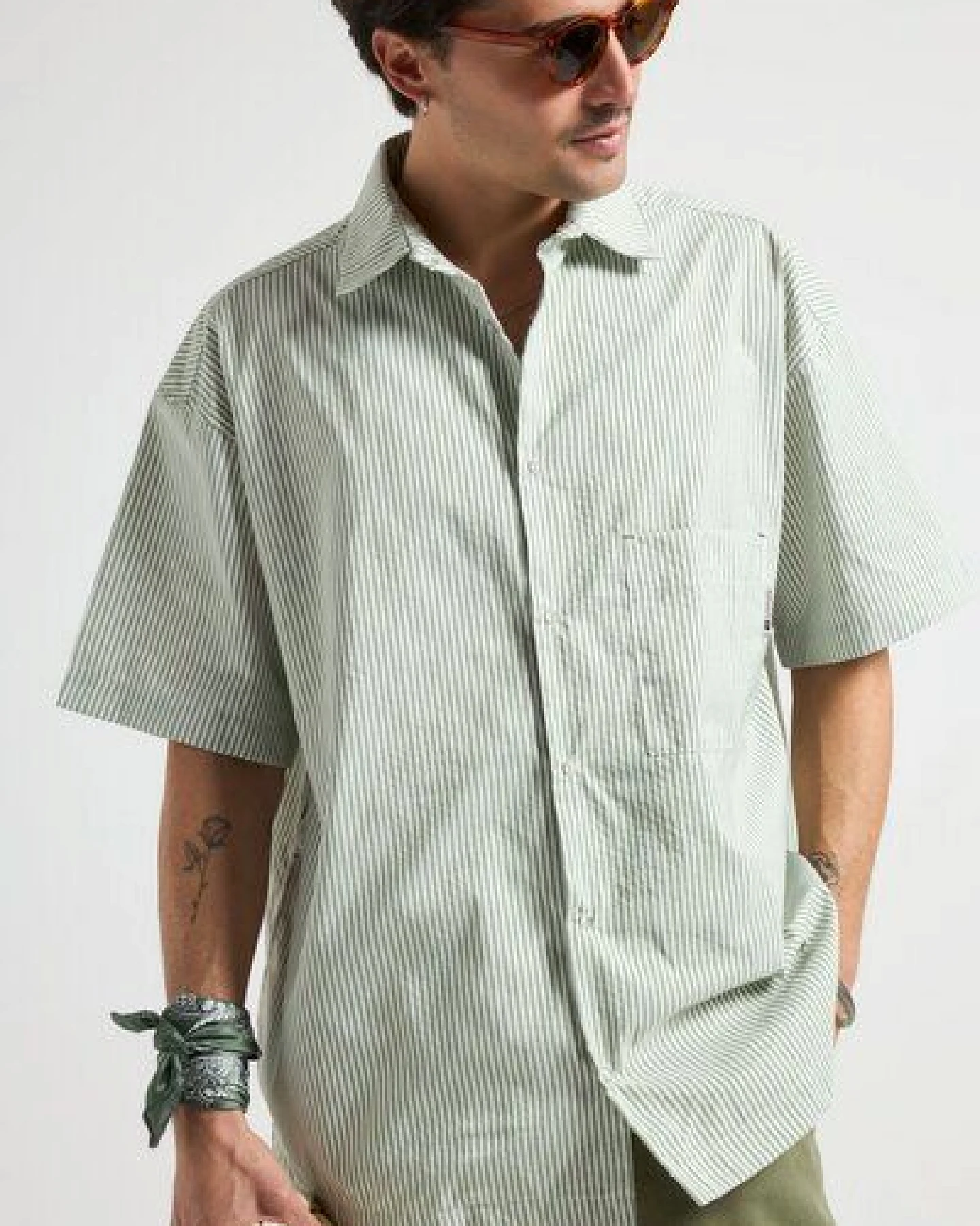 Trendsplant Mechanic Box Seaqual®Yarn S/S Shirt Green Stripes – Ansicht 4