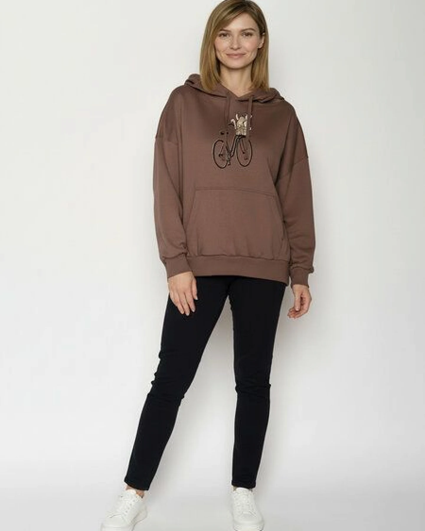 GREENBOMB Bike Cat Basket 2 Mello - Lässiger Hoodie aus Bio-Baumwolle / hochwertiger Print / GOTS / Fair & Vegan – Ansicht 3