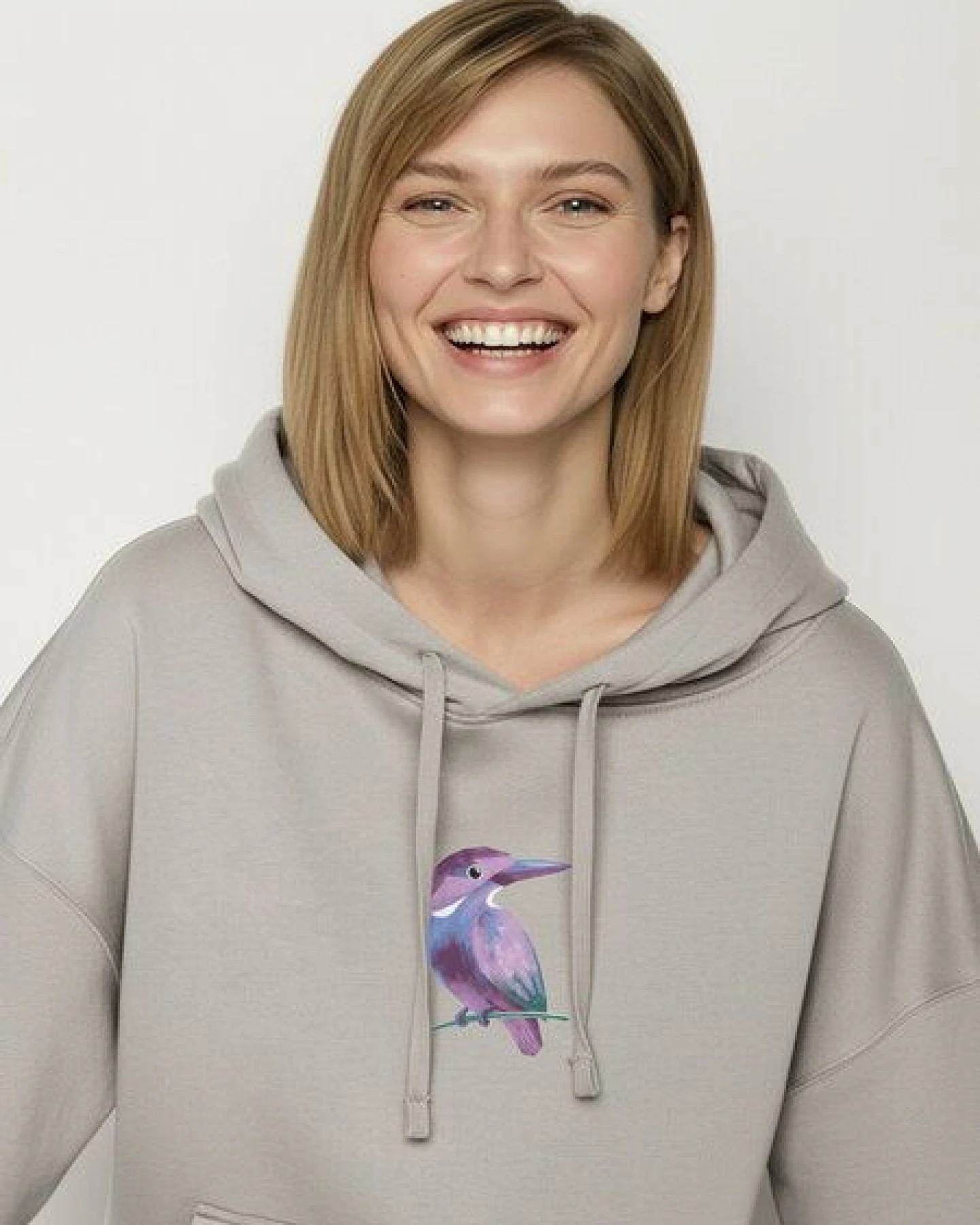 GREENBOMB Bird Look Mello - Lässiger Hoodie aus Bio-Baumwolle / hochwertiger Print / GOTS / Fair & Vegan – Ansicht 2