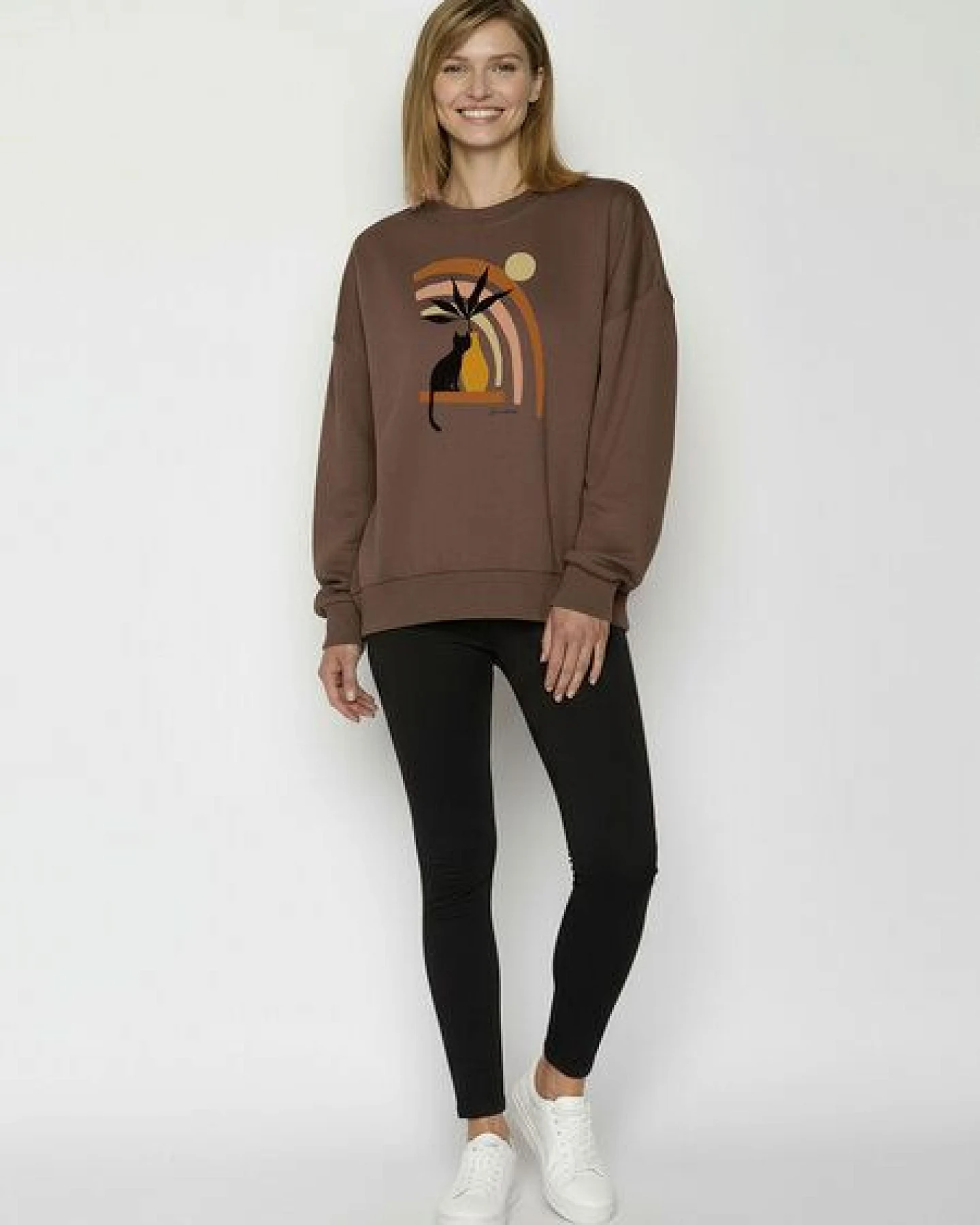 GREENBOMB Cat Vase Core - Lässiges Sweatshirt aus Bio-Baumwolle / hochwertiger Print / GOTS / Fair & Vegan – Ansicht 3