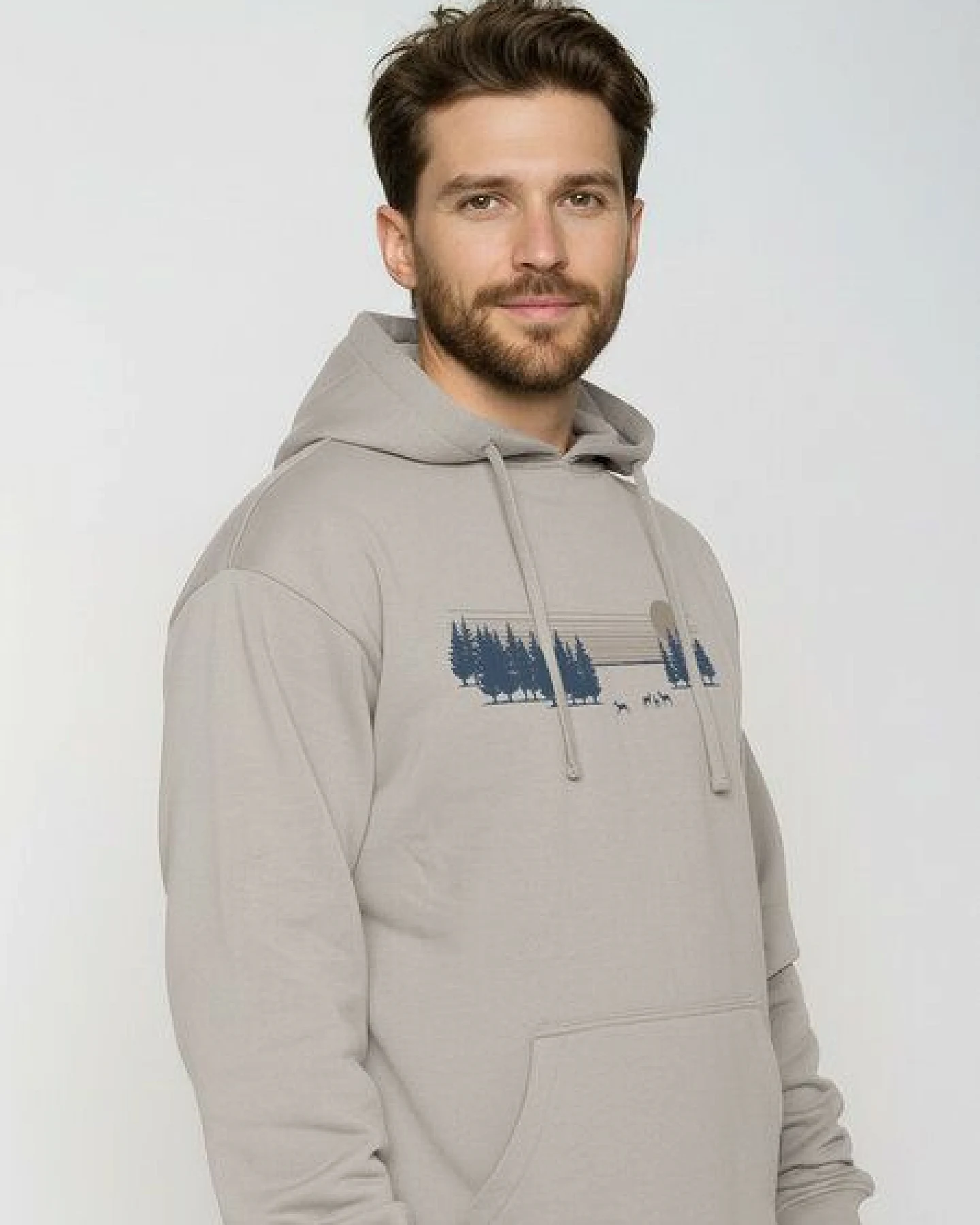 GREENBOMB Deer Lines Joy - Gemütlicher Hoodie aus Bio-Baumwolle / hochwertiger Print / GOTS / Fair & Vegan – Ansicht 2