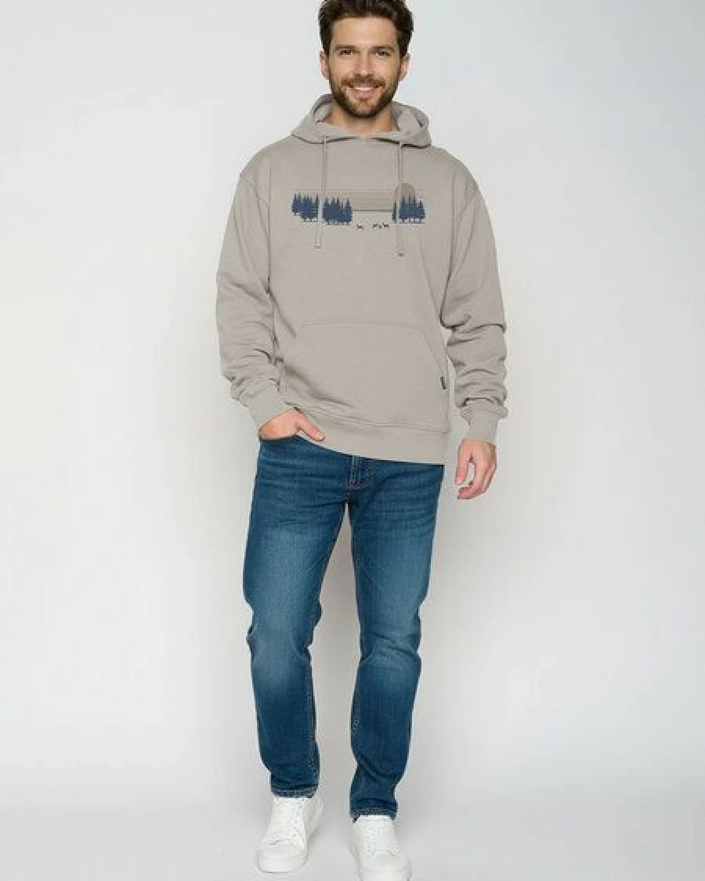 GREENBOMB Deer Lines Joy - Gemütlicher Hoodie aus Bio-Baumwolle / hochwertiger Print / GOTS / Fair & Vegan – Ansicht 3
