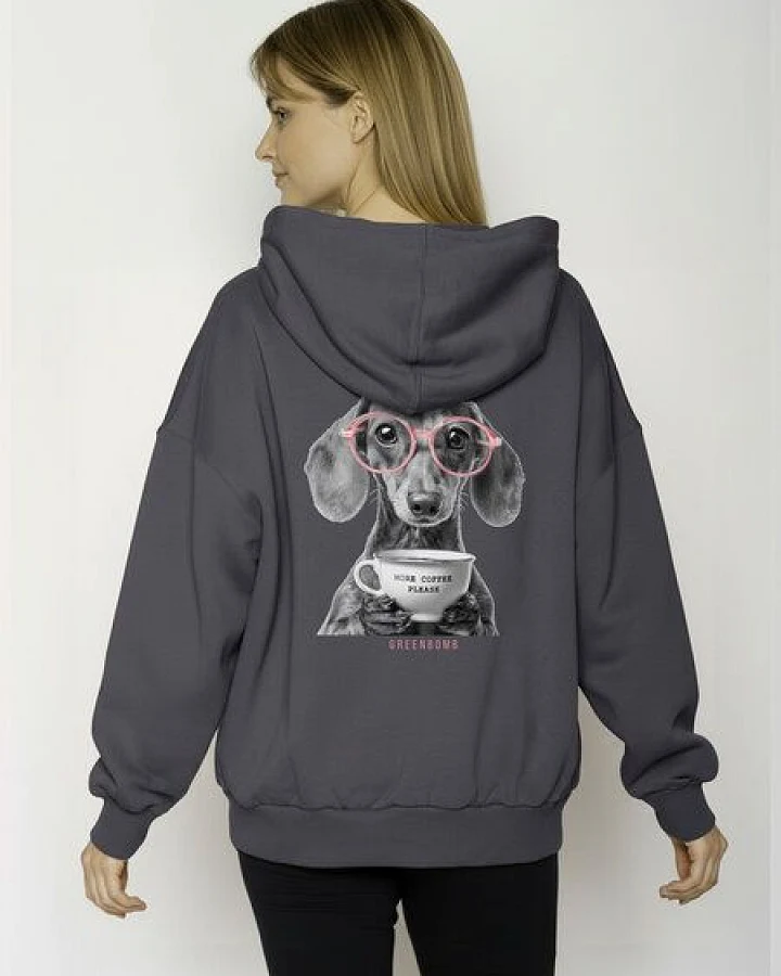 GREENBOMB Dog Coffee Mello - Lässiger Hoodie aus Bio-Baumwolle / hochwertiger Print / GOTS / Fair & Vegan