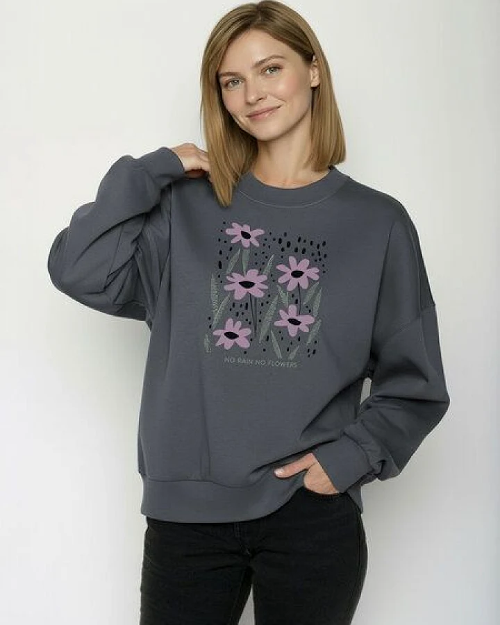 GREENBOMB No Rain Core - Lässiges Sweatshirt aus Bio-Baumwolle / hochwertiger Print / GOTS / Fair & Vegan