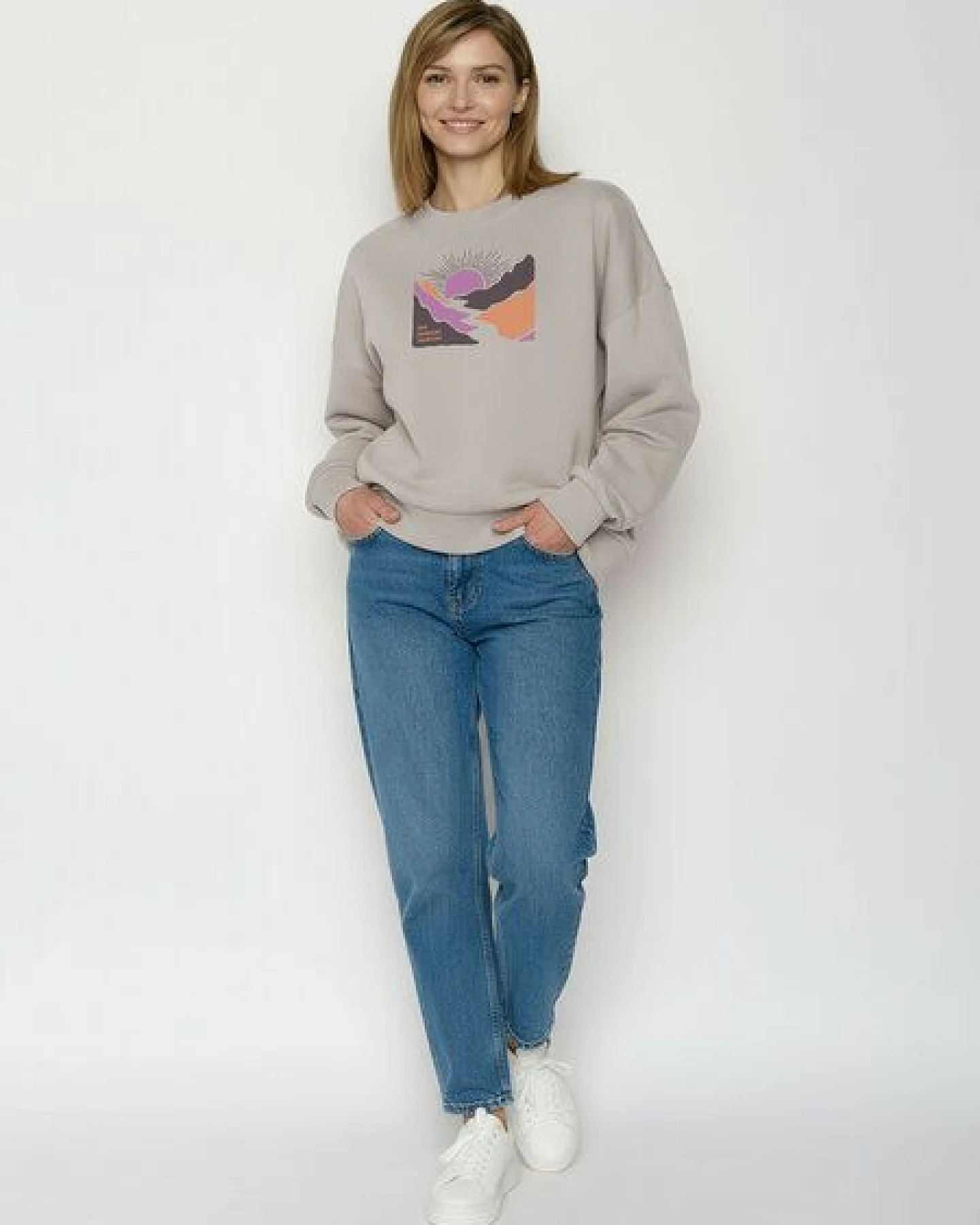 GREENBOMB River Sundown Core - Lässiges Sweatshirt aus Bio-Baumwolle / hochwertiger Print / GOTS / Fair & Vegan – Ansicht 3