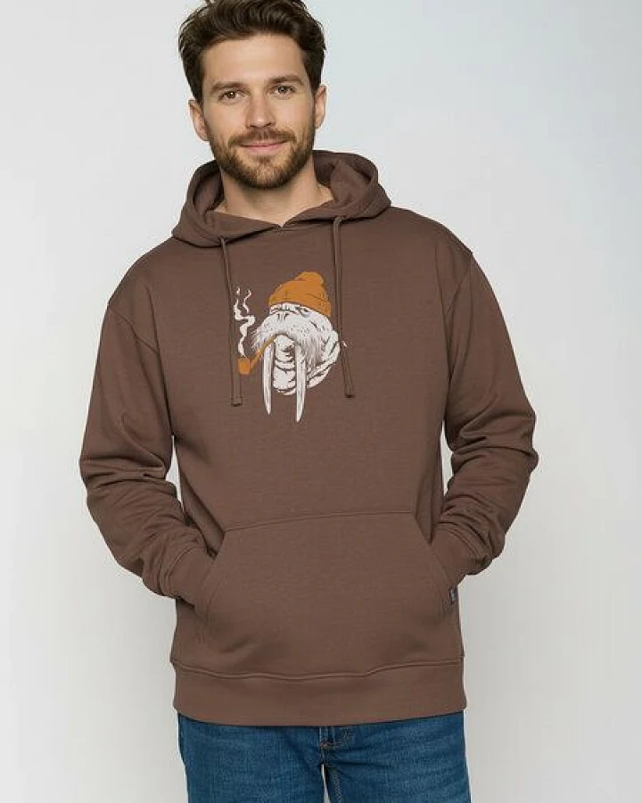 GREENBOMB Smokey Walrus Joy - Gemütlicher Hoodie aus Bio-Baumwolle / hochwertiger Print / GOTS / Fair & Vegan