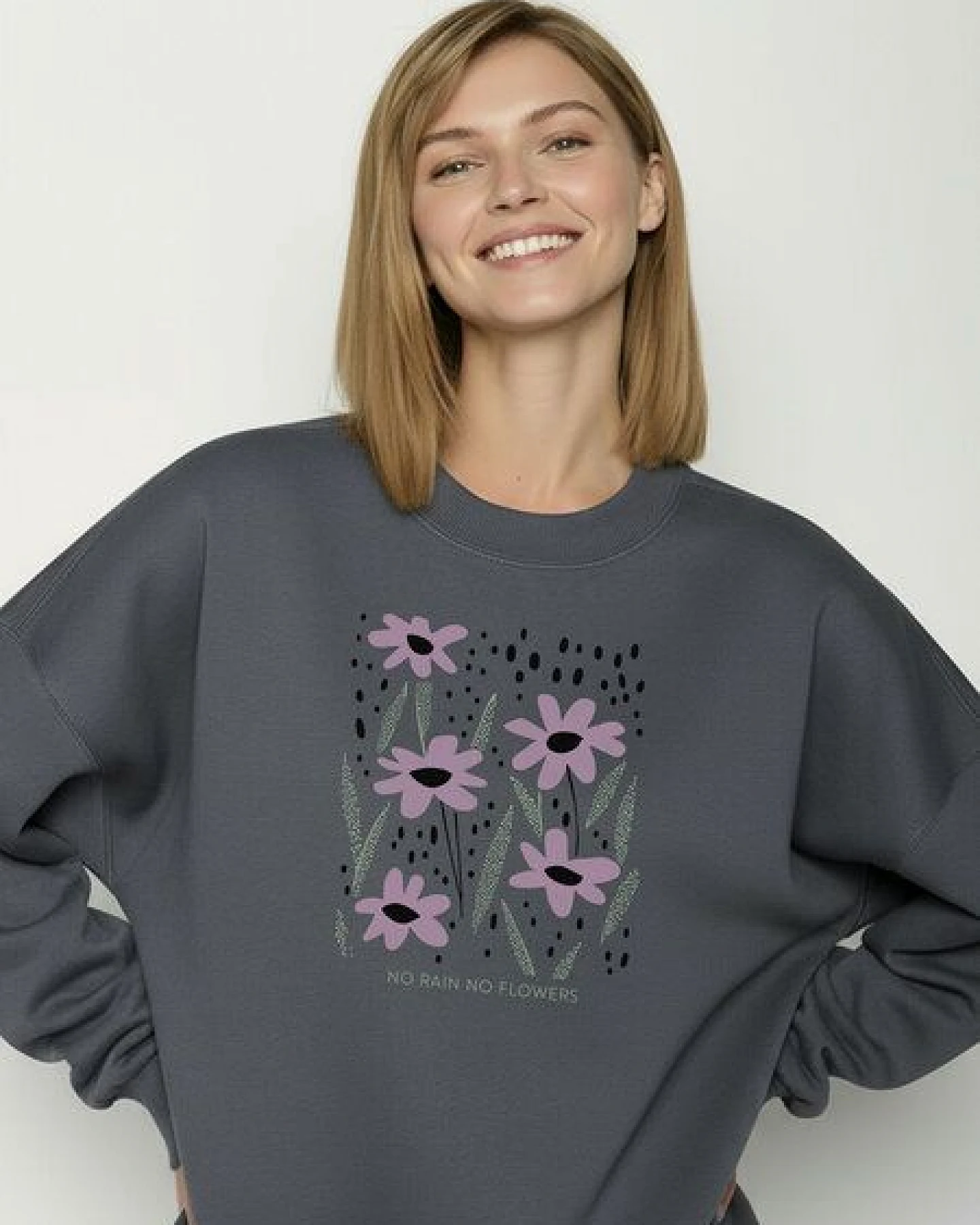 GREENBOMB No Rain Core - Lässiges Sweatshirt aus Bio-Baumwolle / hochwertiger Print / GOTS / Fair & Vegan – Ansicht 2