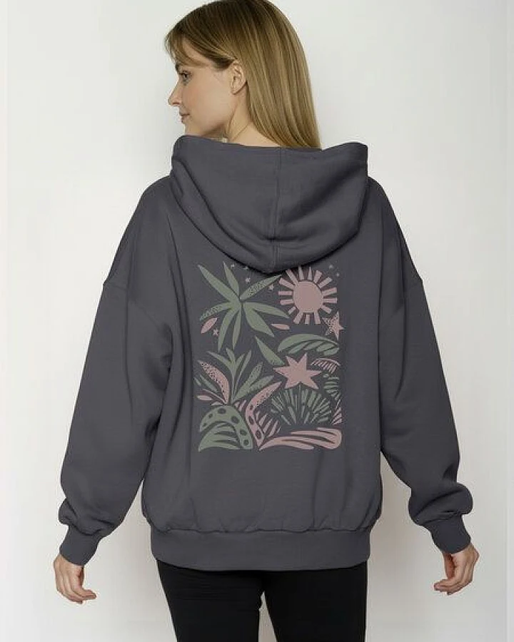 GREENBOMB Plants n Leaves Mello - Lässiger Hoodie aus Bio-Baumwolle / hochwertiger Print / GOTS / Fair & Vegan