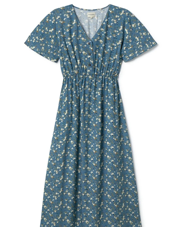 TWOTHIRDS Damen vegan Kleid Balandra Blue Flowers