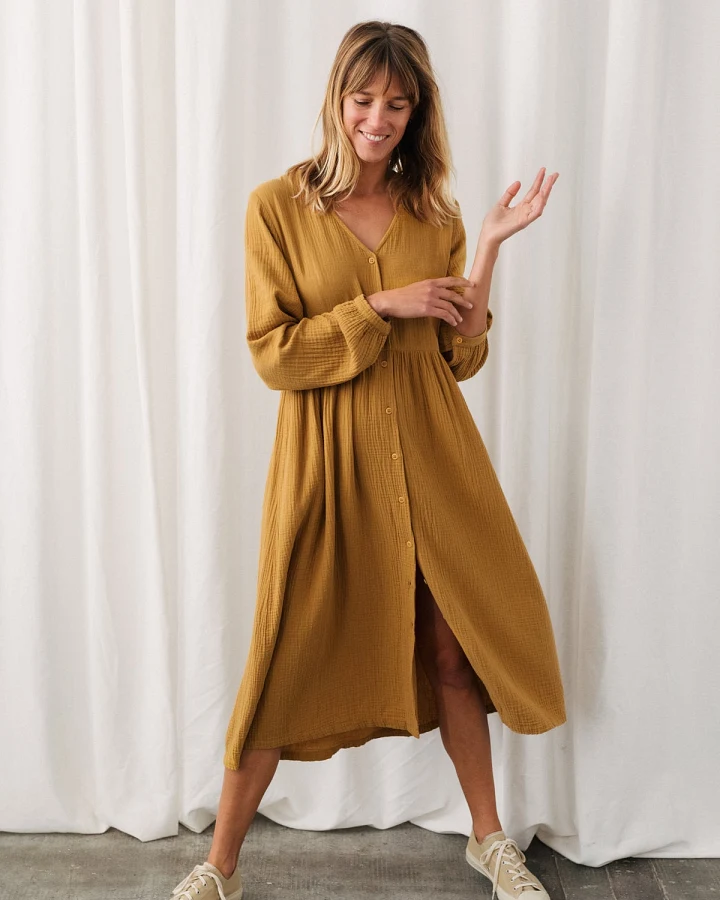 TWOTHIRDS Damen vegan Kleid Tafahi Mustard