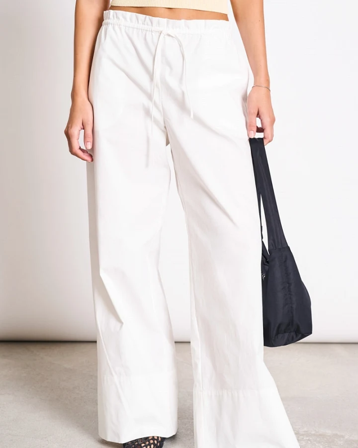 JAN 'N JUNE Damen vegan Hose Drawstring Wide Kiva Weiß