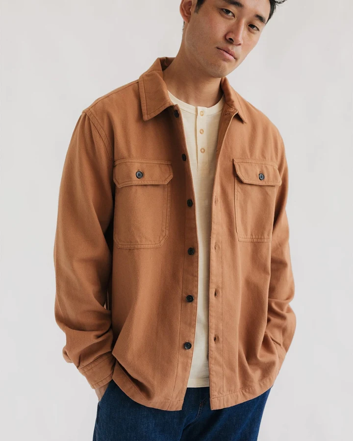 TWOTHIRDS Herren vegan Overshirt Lindhard Camel Toast
